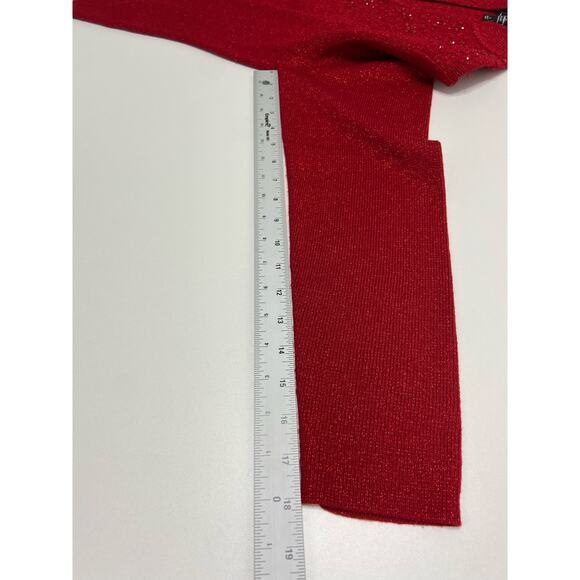 Dressbarn Embellished Rhinestone Sweater Long Sleeve Pullover Christmas Red S - Picture 9 of 10